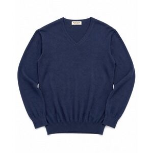Suitsupply Mens V-Neck Sweater Blue Cotton Cashmere Blend Size S SW556